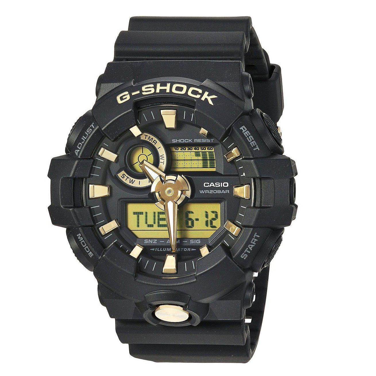 CASIO GSHOCK MATT BLACK & GOLD INDEX MENS CASUAL WATCH GA-710B-1A9DR