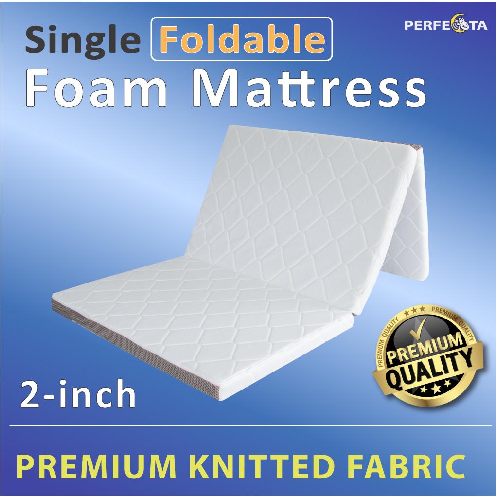 [Bulky] Foldable Mattress - Single size - Premium Knitted - Removable Cover - 3 Fold Mattress - 5cm thickness