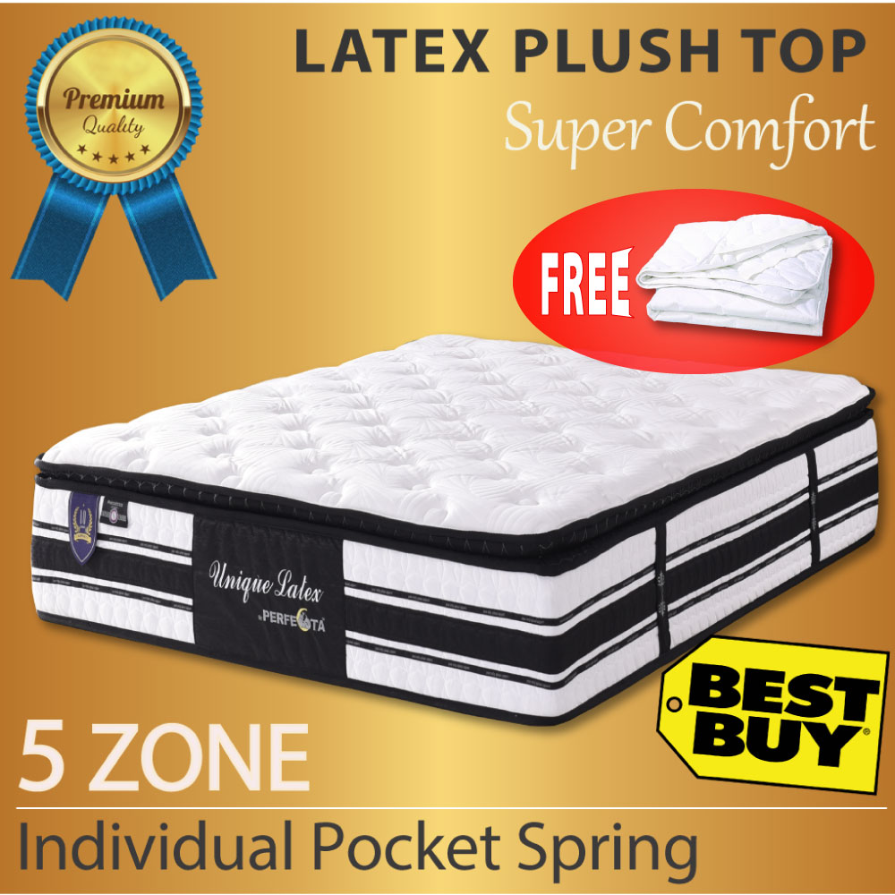 [Bulky] Queen size - Unique Latex Mattress * 30cm Thickness * Latex Plush Top * 5 Zone Individually Pocketed Spring