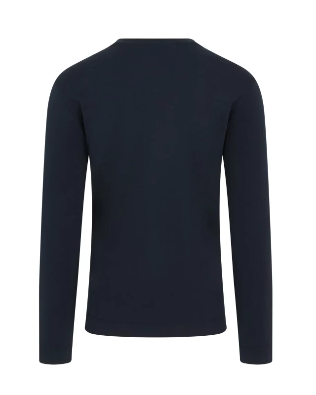Zattura High Collar Long Sleeve Supima Cotton T-Shirt (Navy)