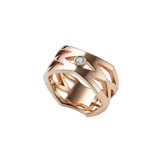 M Signature Diamond Ring in 18K Pink Gold （Ring Size 7.5）