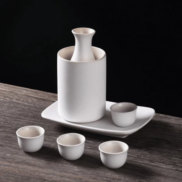 Japanese Style Ceramic Sake Sets （Color: White Sake Set）