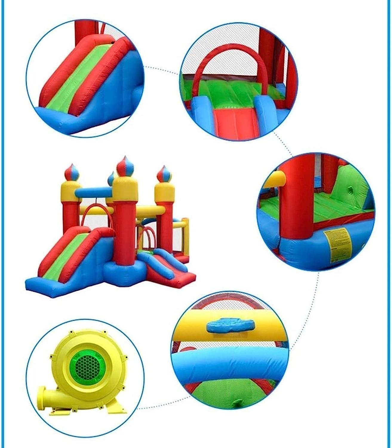 Inflatable Castle Children's Castle Inflatable Jump Bed Household Items Indoor and Outdoor Naughty Castle Trampoline Home Kindergarten (Red 435*270*225cm)