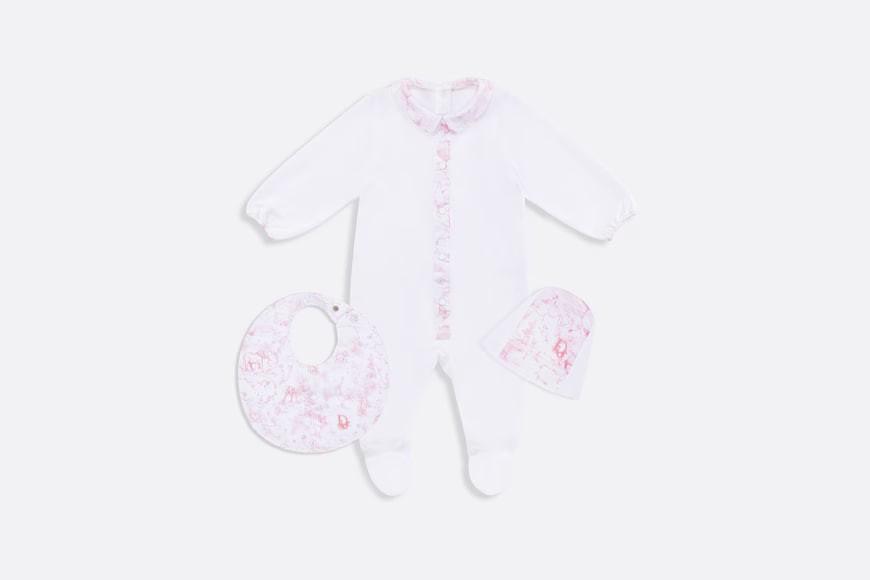 Newborn "baby" box.  White cotton Toile de Jouy printing with light pink color.  Numbering: 9HBG53KDOA_Y353