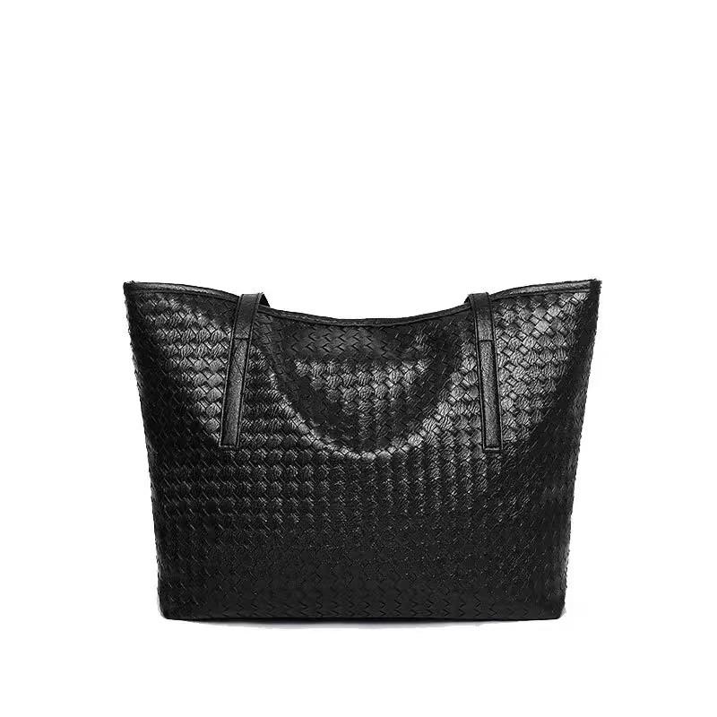 Korean version of the new shoulder bag large capacity Jindian solid color woven handbag simple style fashion handbag women