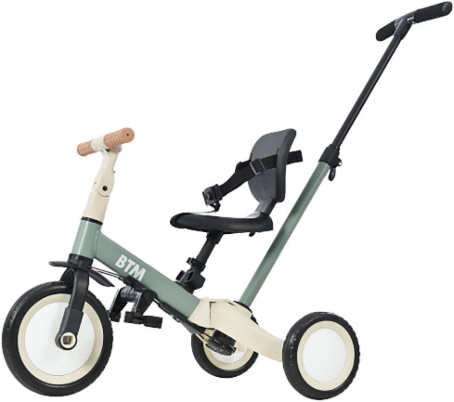 BTM Children's Tricycle, Stroller, 5in1 Tricycle Vehicle, With Push Rod, With Pedal, With Control Bar, Super Lightweight, Fully Featured, Bicycle Toy, Ride-On Toy, Kids Bike, Gift