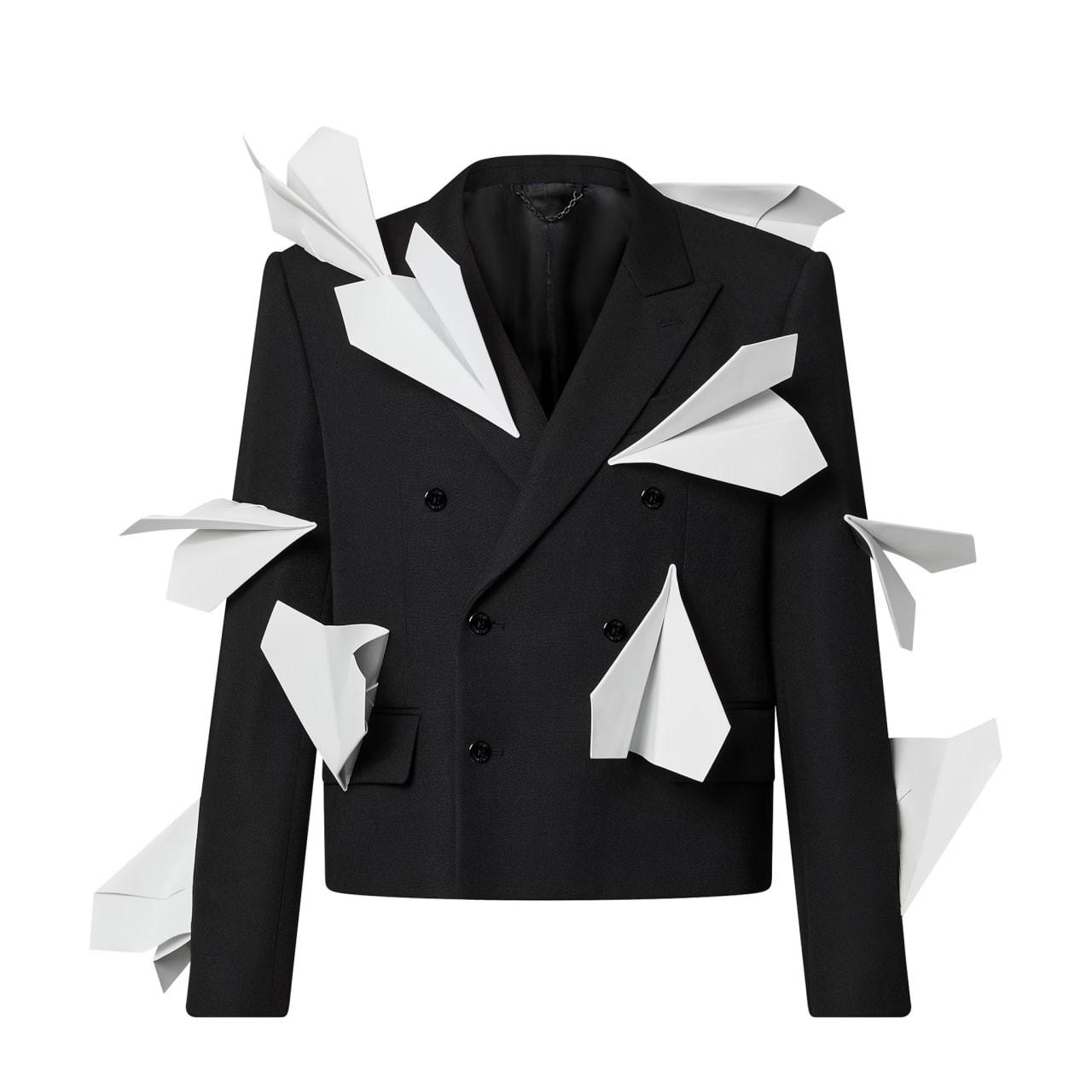 Paper Airplanes Cropped Double-Breasted Jacket