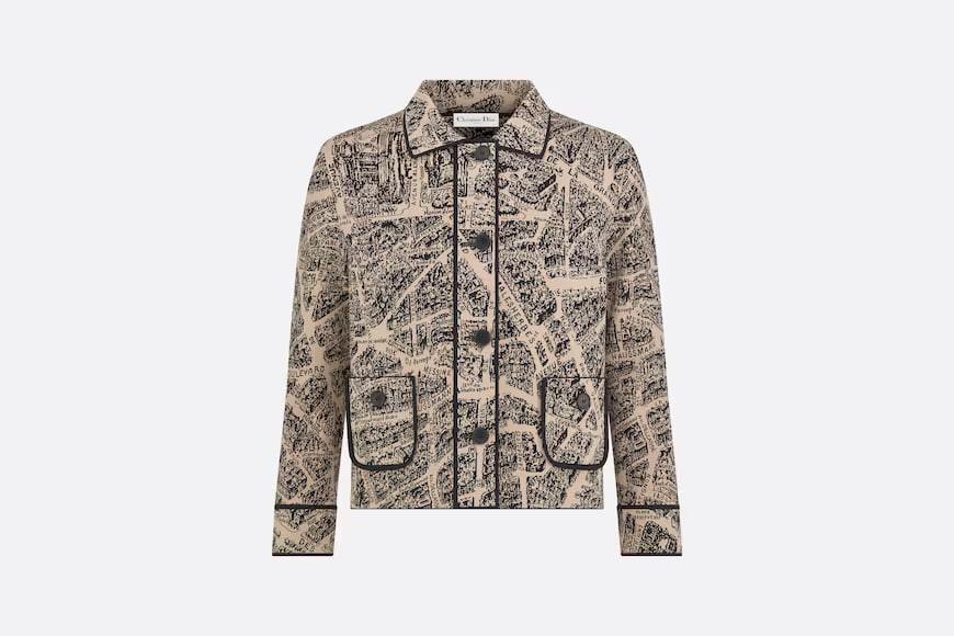 Short-body coat.  Beige and Black Science and Technology Organization Plan de Paris project.  Numbering: 324V53AM505_X1830