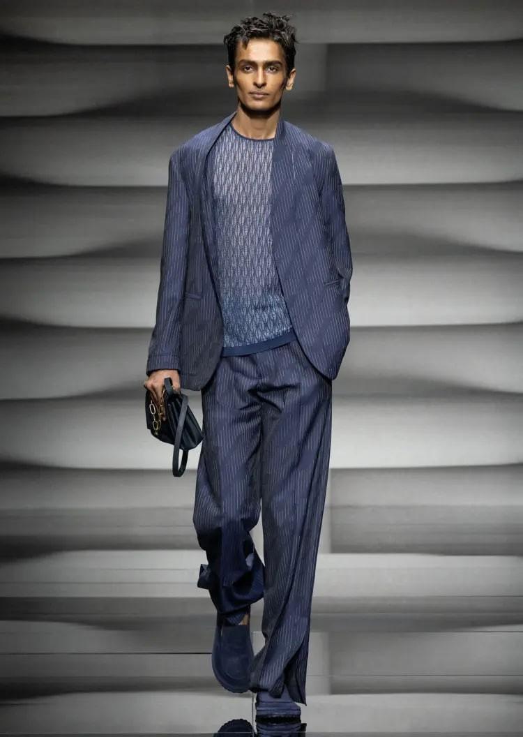 Striped Collarless Blazer