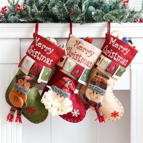 [Set of 3] Christmas decorations, socks, Santa, reindeer, snowman, ornaments, decorations, candy bags, socks, Christmas tree