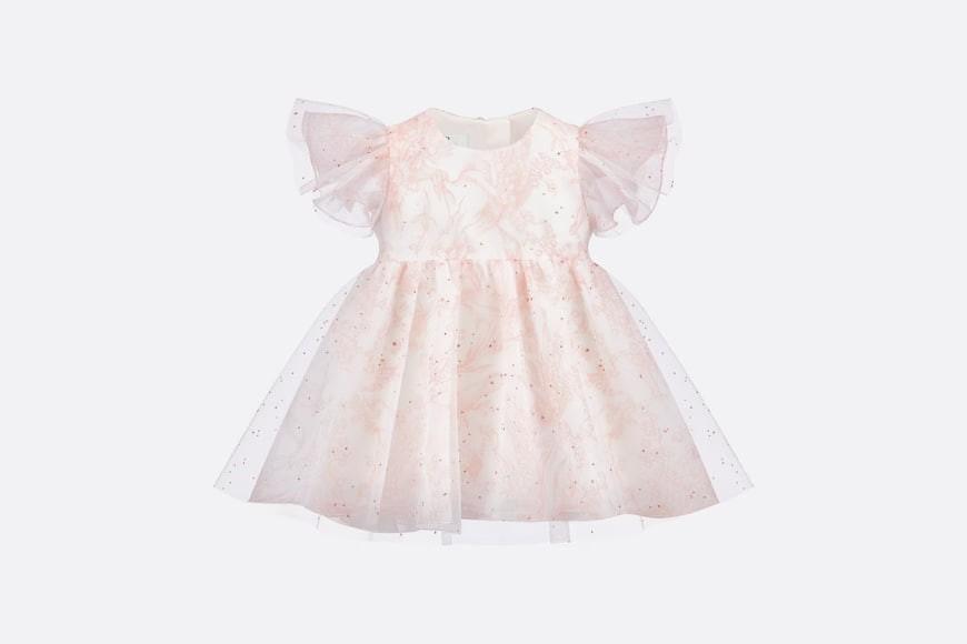 A skirt with a horn.  Ivory thin / pink Lily of the Valley printing, with ivory thin / pink sequins.  Numbering: 3WBH31DRSA_Y300