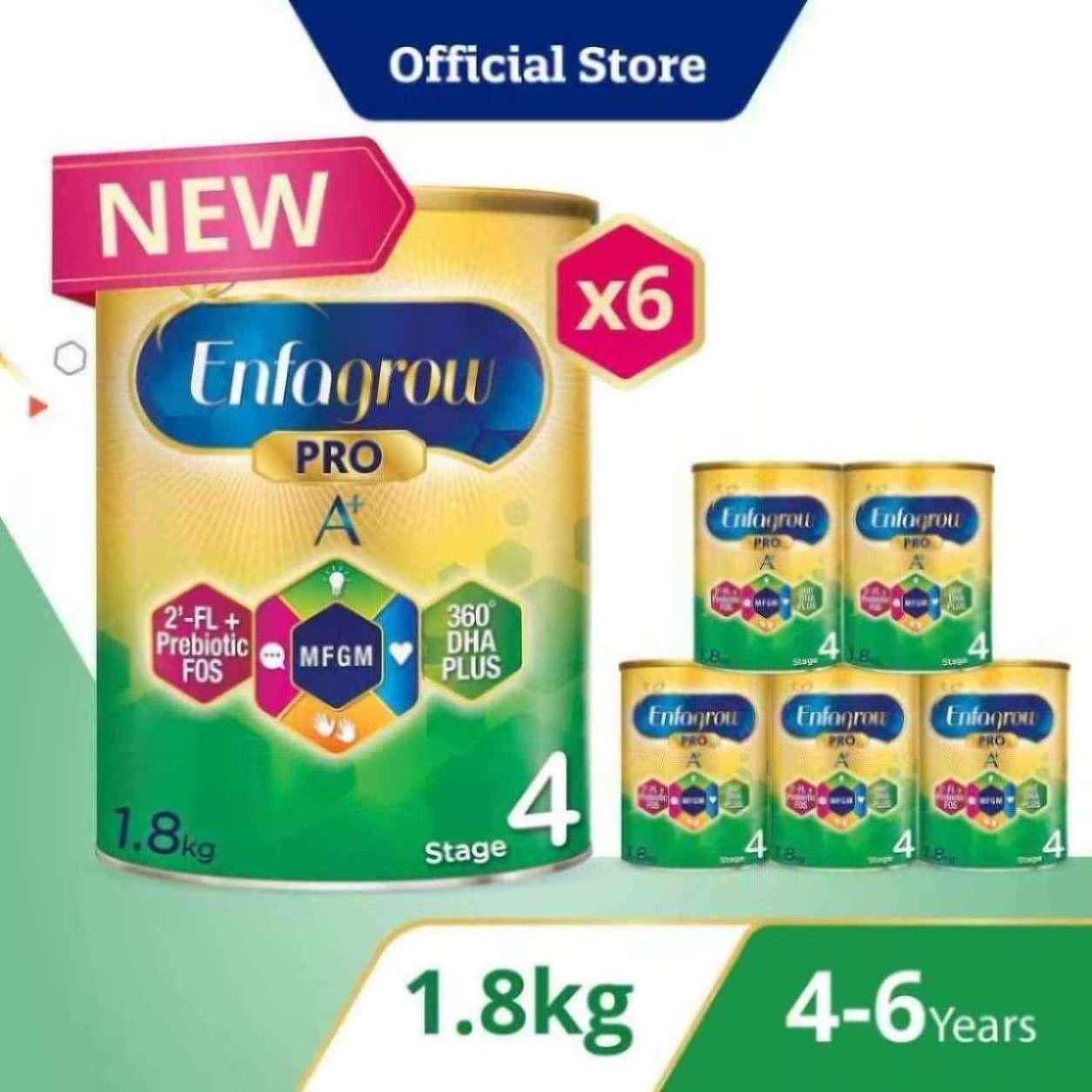 [Bundle of 6][NEW MFGM + 2'-FL] Enfagrow Pro A+ Stage 4 1.8kg for Children (4-6Y)