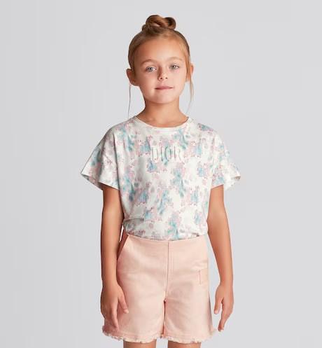 Ivory cotton plain cloth pink and pink flower printing.  Numbering: 3SBM13TEE3_Y12F